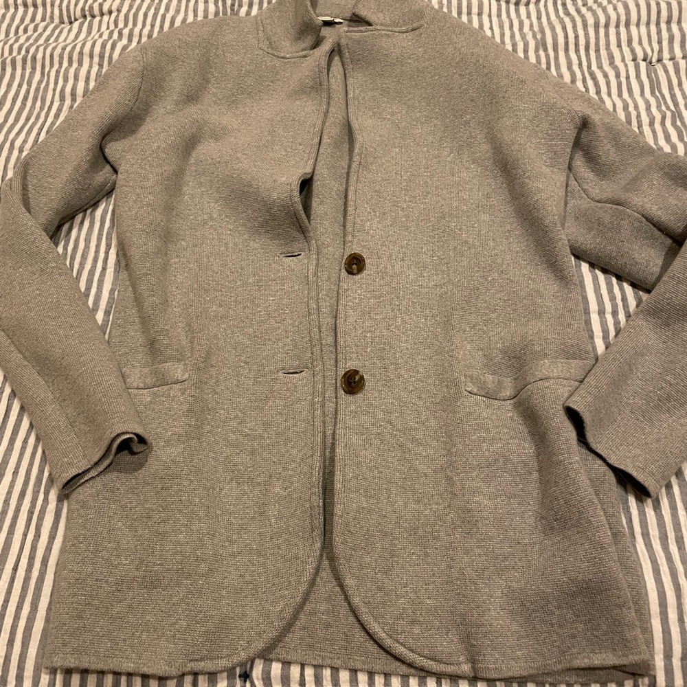 J crew sweater blazer two button size small grey